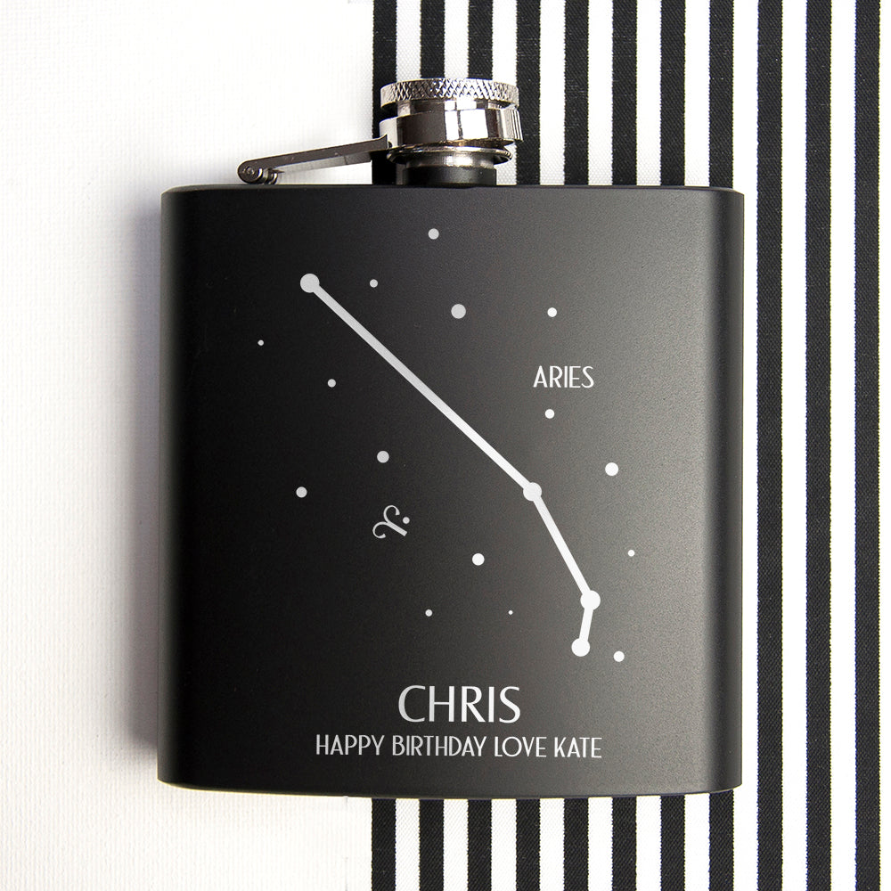 Star Constellation Matte Black Hip Flask - treat-republic