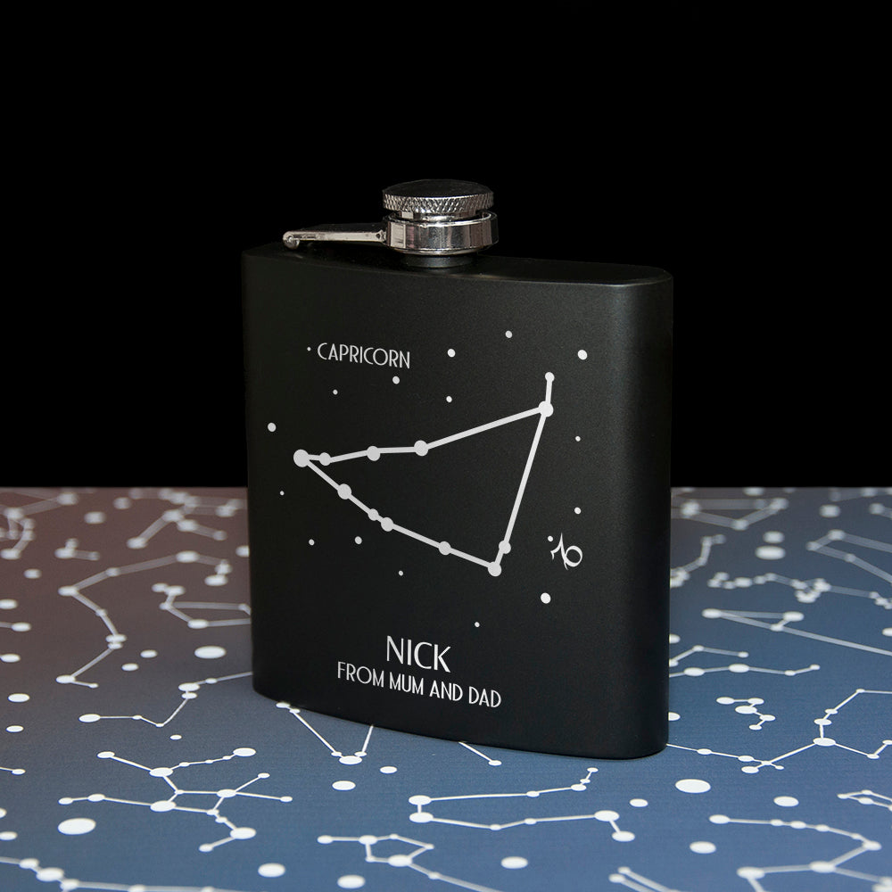 Star Constellation Matte Black Hip Flask - treat-republic
