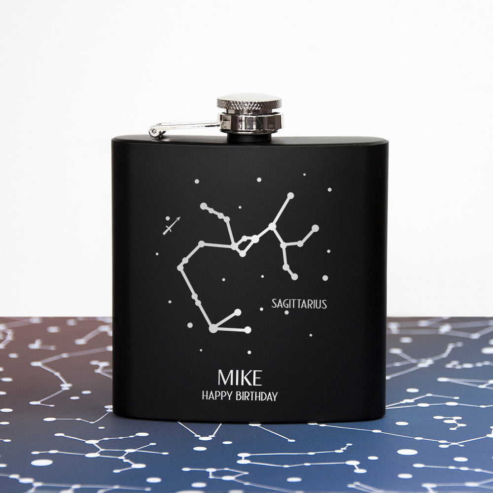 Star Constellation Matte Black Hip Flask - treat-republic