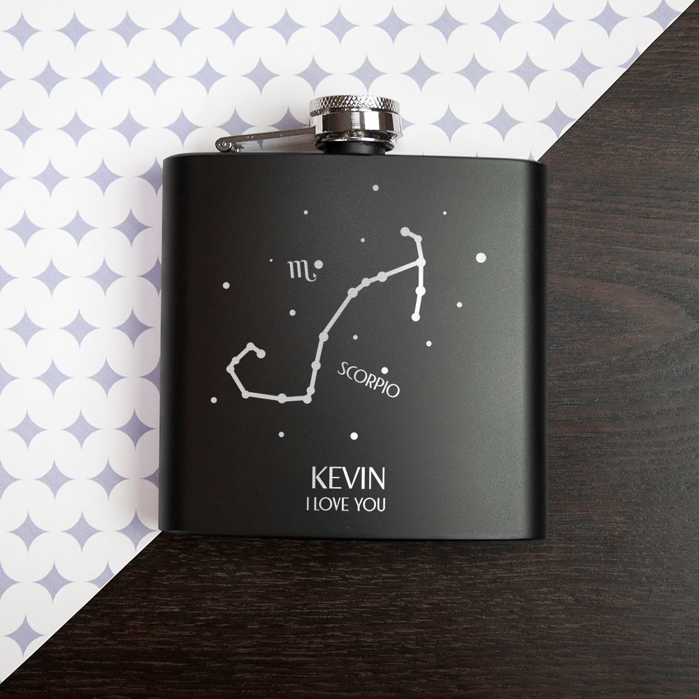 Star Constellation Matte Black Hip Flask - treat-republic