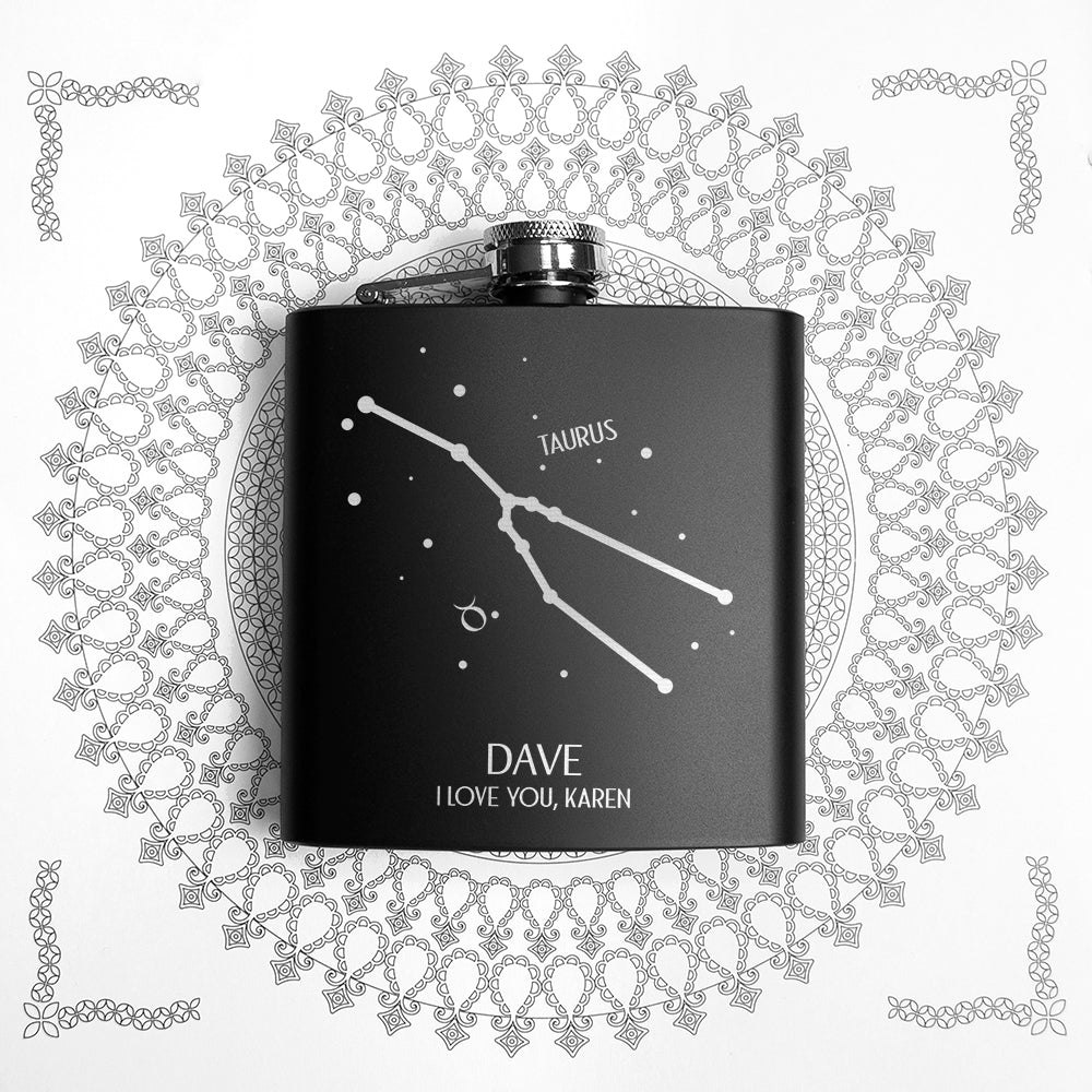 Star Constellation Matte Black Hip Flask - treat-republic