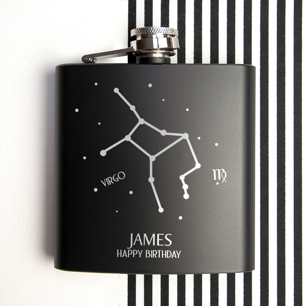 Star Constellation Matte Black Hip Flask - treat-republic