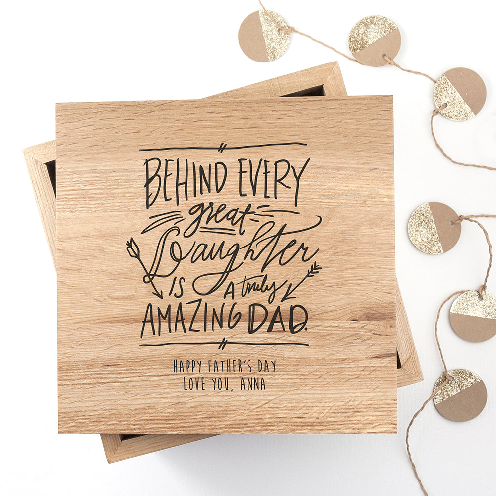 Personalised A Truly Amazing Dad Oak Photo Keepsake Box - treat-republic
