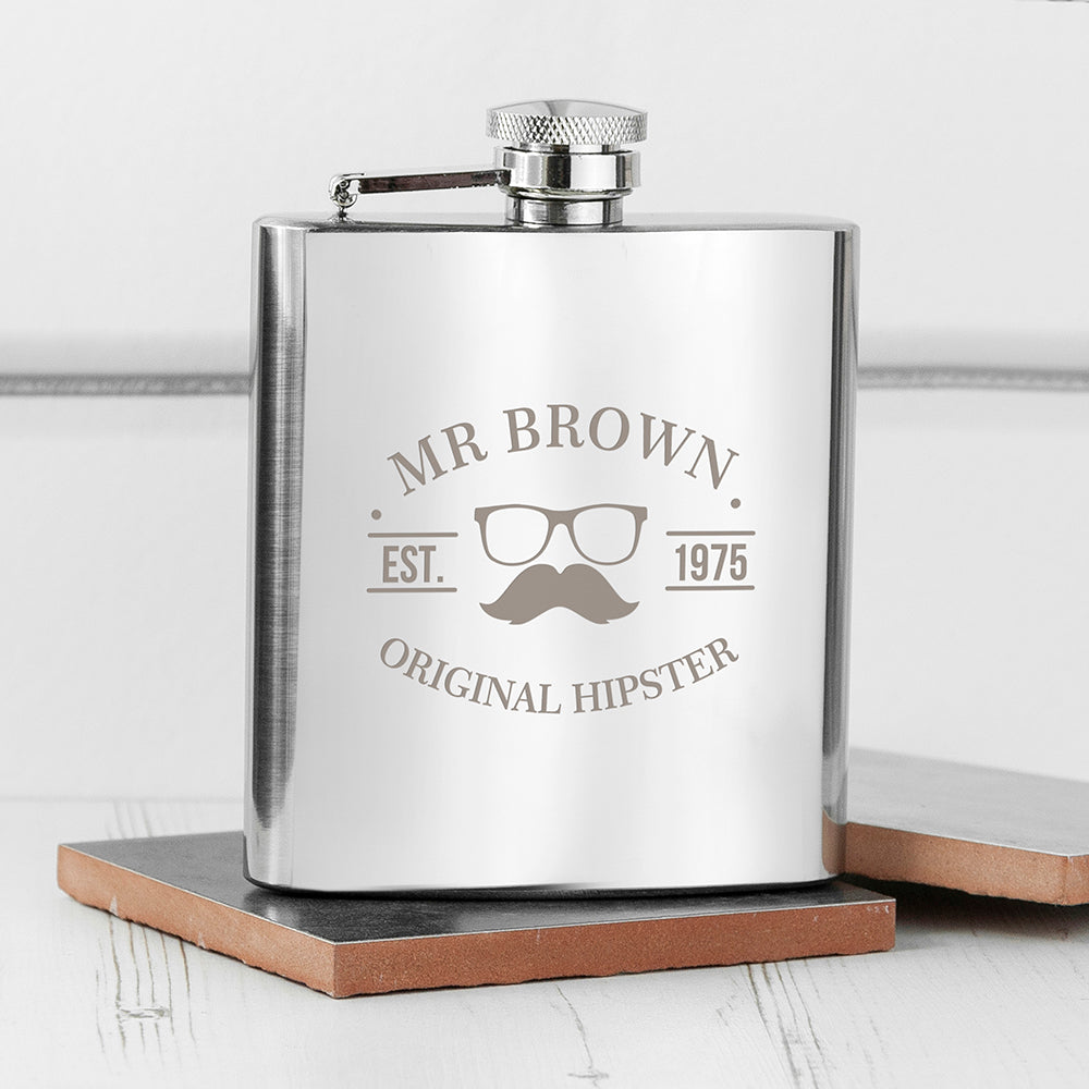 Original Hipster's Silver Hip Flask - treat-republic