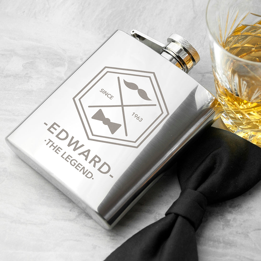 Legend Dad's Silver Hip Flask - treat-republic