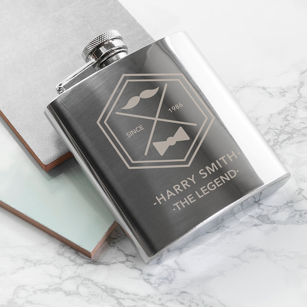 Legend Dad's Silver Hip Flask - treat-republic
