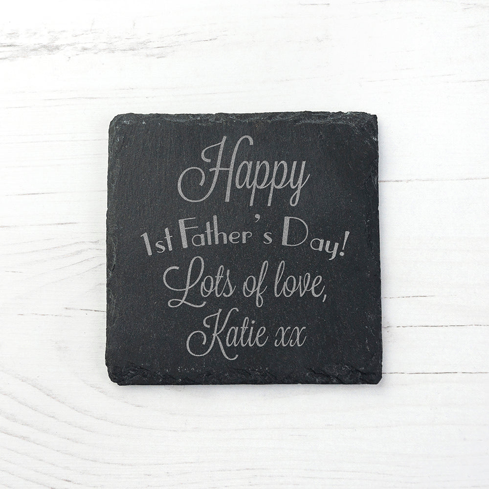 Happy 1st Father's Day Square Slate Keepsake - treat-republic