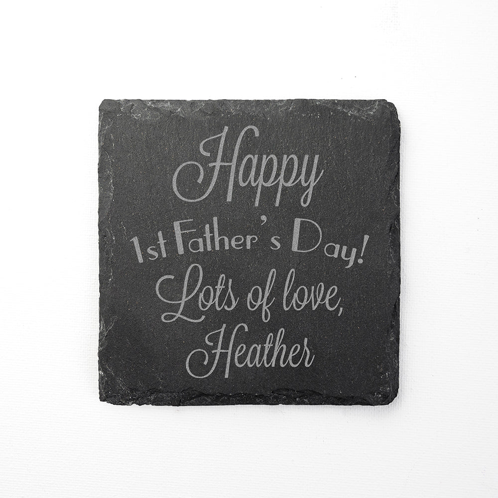 Happy 1st Father's Day Square Slate Keepsake - treat-republic