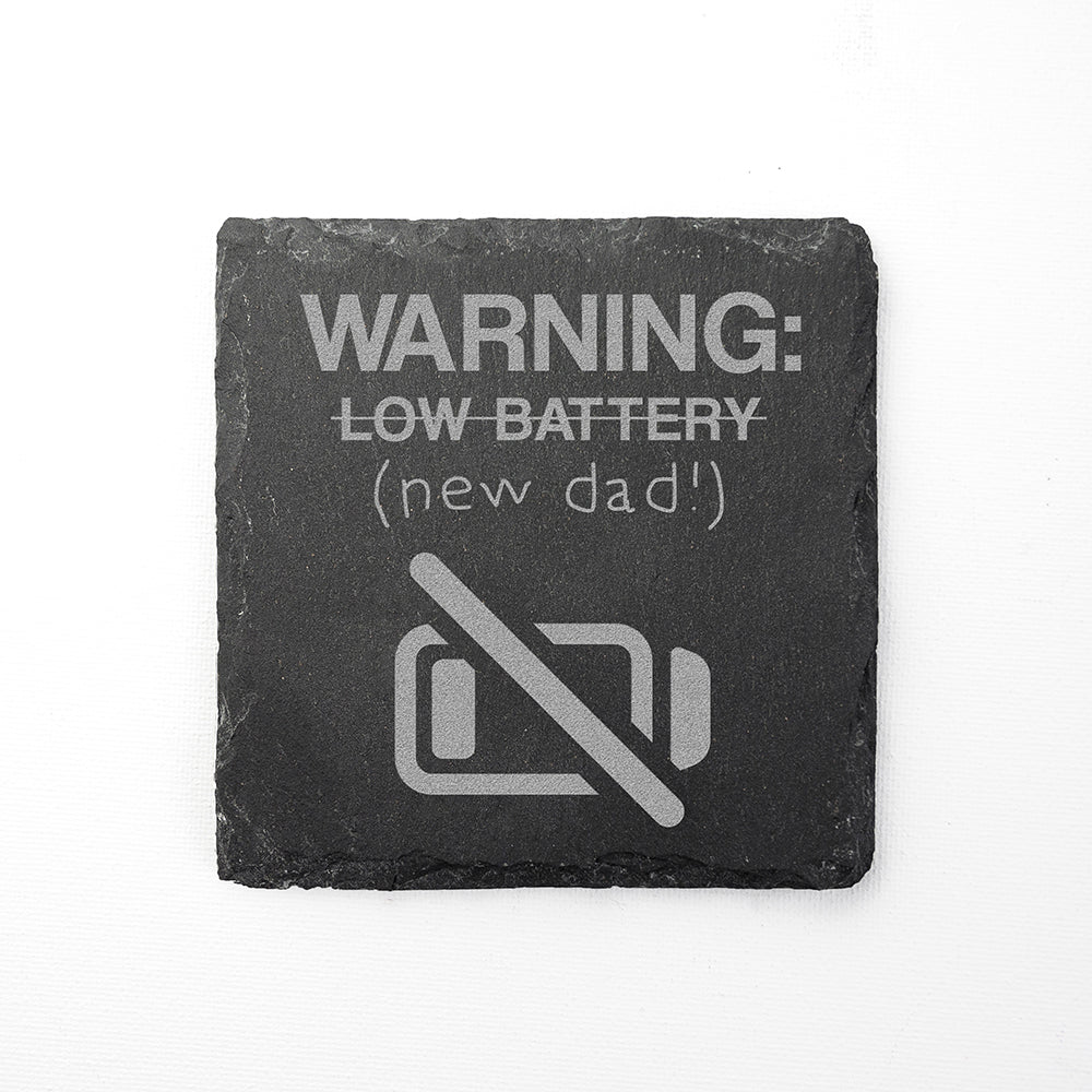 Warning: New Dad Square Slate Keepsake (Non Personalised Gift) - treat-republic