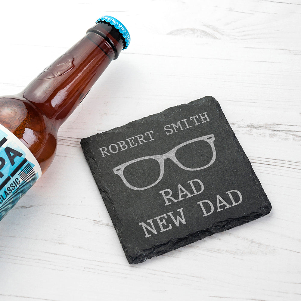 Rad New Dad Square Slate Keepsake - treat-republic