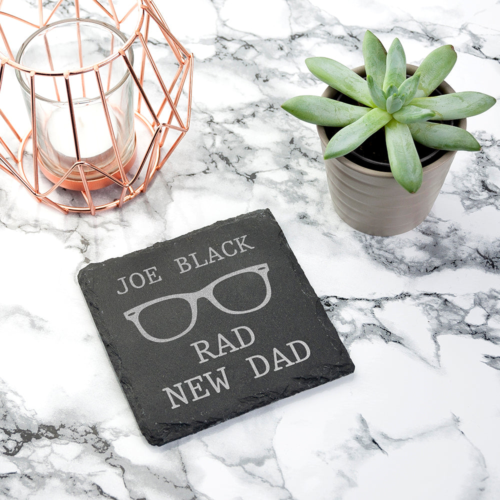 Rad New Dad Square Slate Keepsake - treat-republic