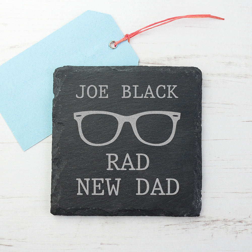 Rad New Dad Square Slate Keepsake - treat-republic