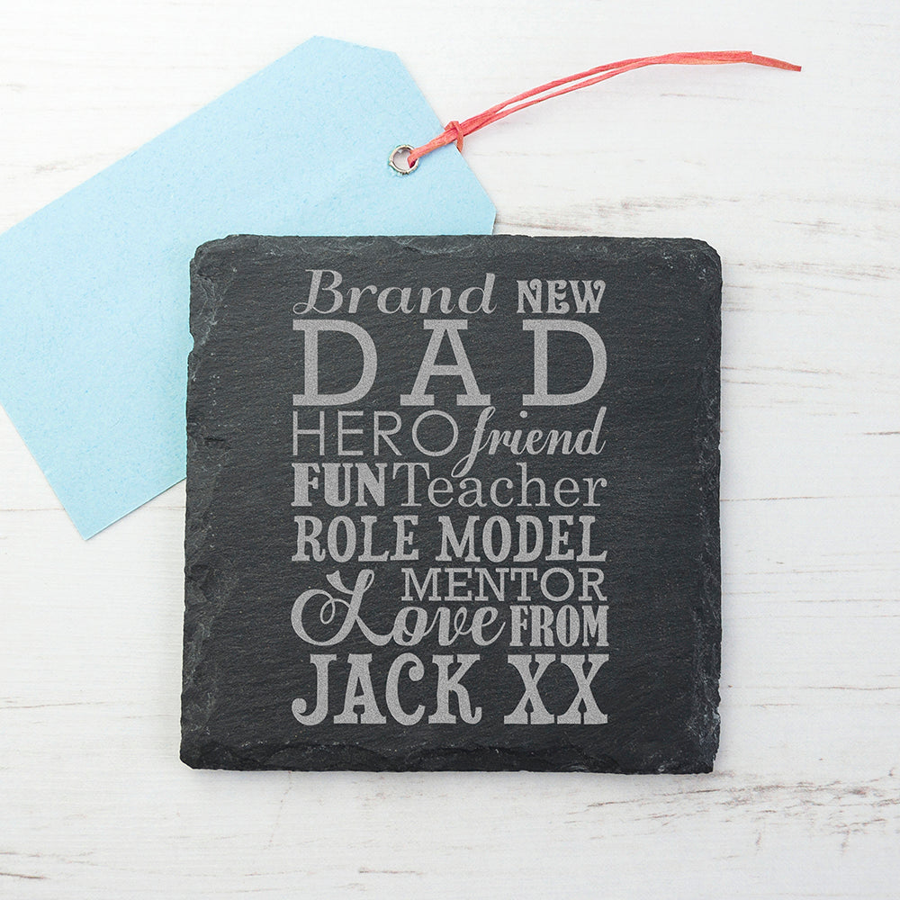 What A New Dad Means Square Slate Keepsake - treat-republic