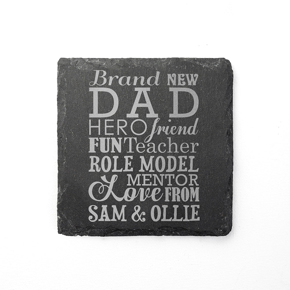 What A New Dad Means Square Slate Keepsake - treat-republic