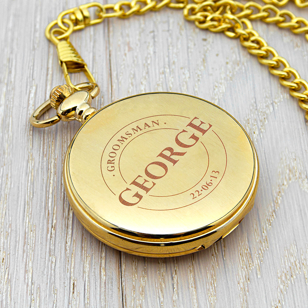Personalised Groomsman Emblem Pocket Watch - treat-republic
