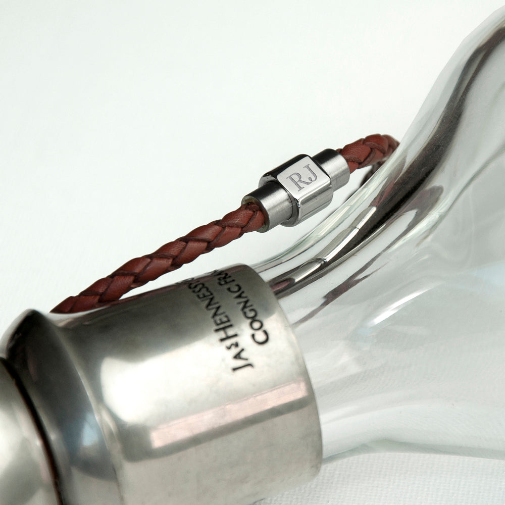 Personalised Men's Woven Leather Bracelet in Burnt Sienna - treat-republic