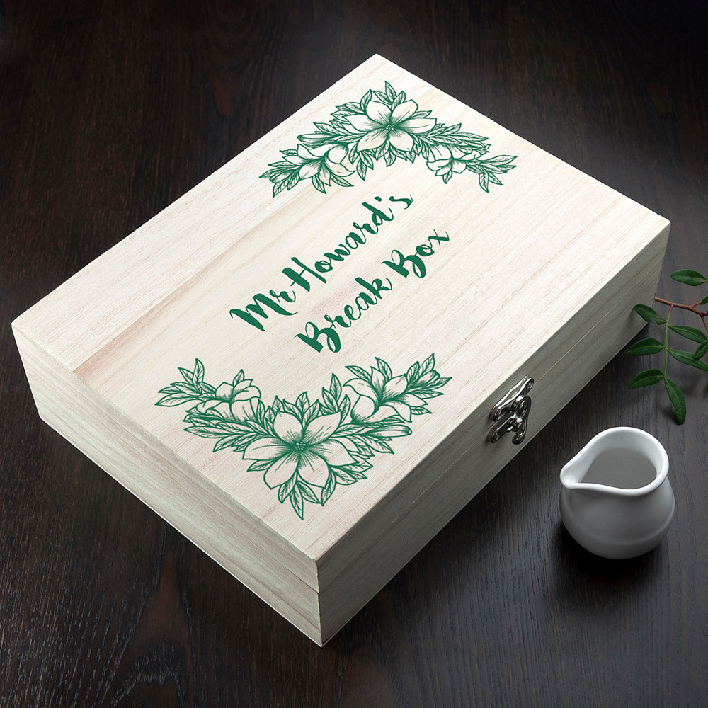 Personalised Teacher's Tea Break Box Floral Design - treat-republic