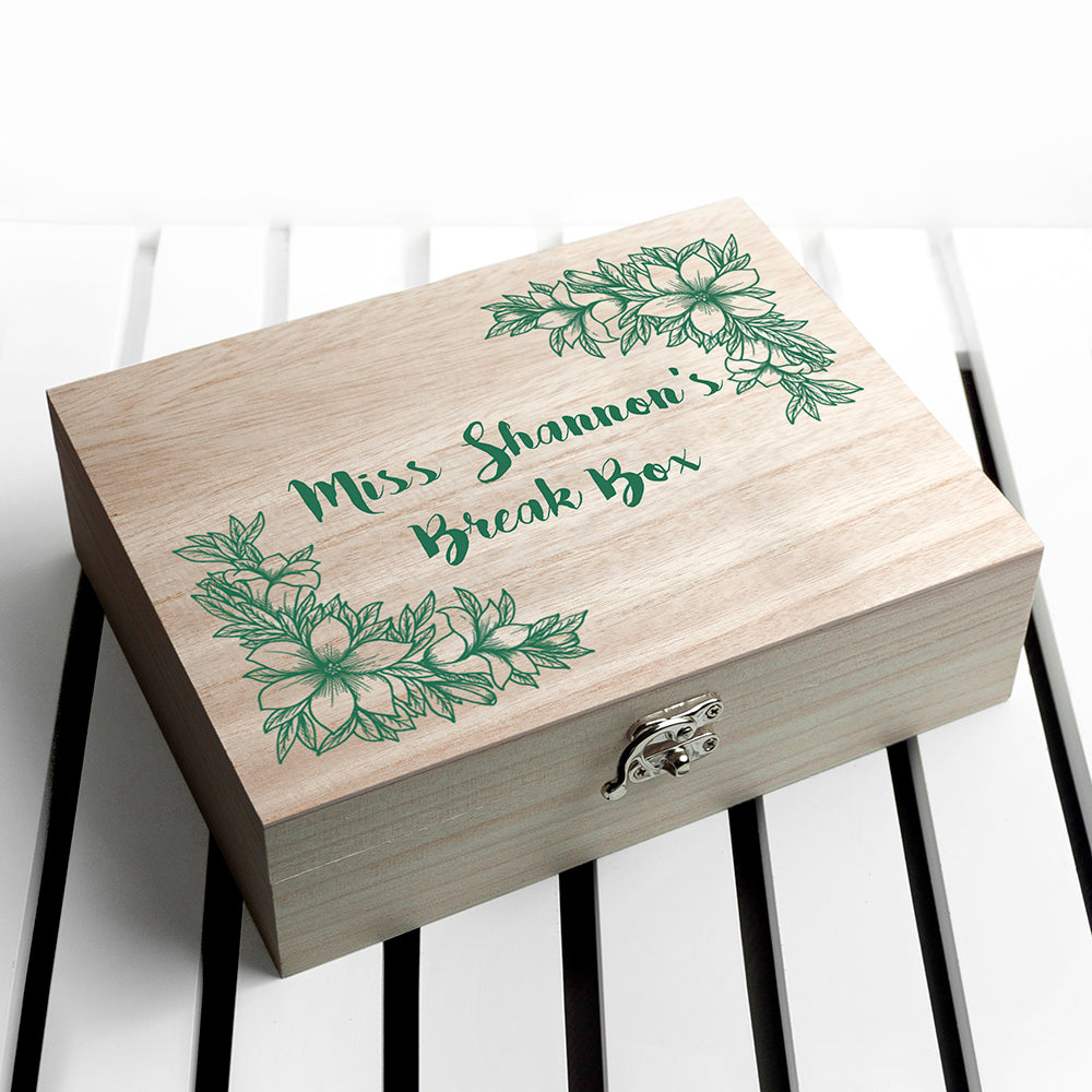 Personalised Teacher's Tea Break Box Floral Design - treat-republic