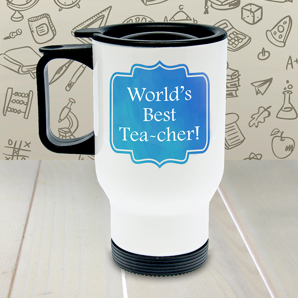 Personalised World's Best TEA-cher Travel Mug - treat-republic