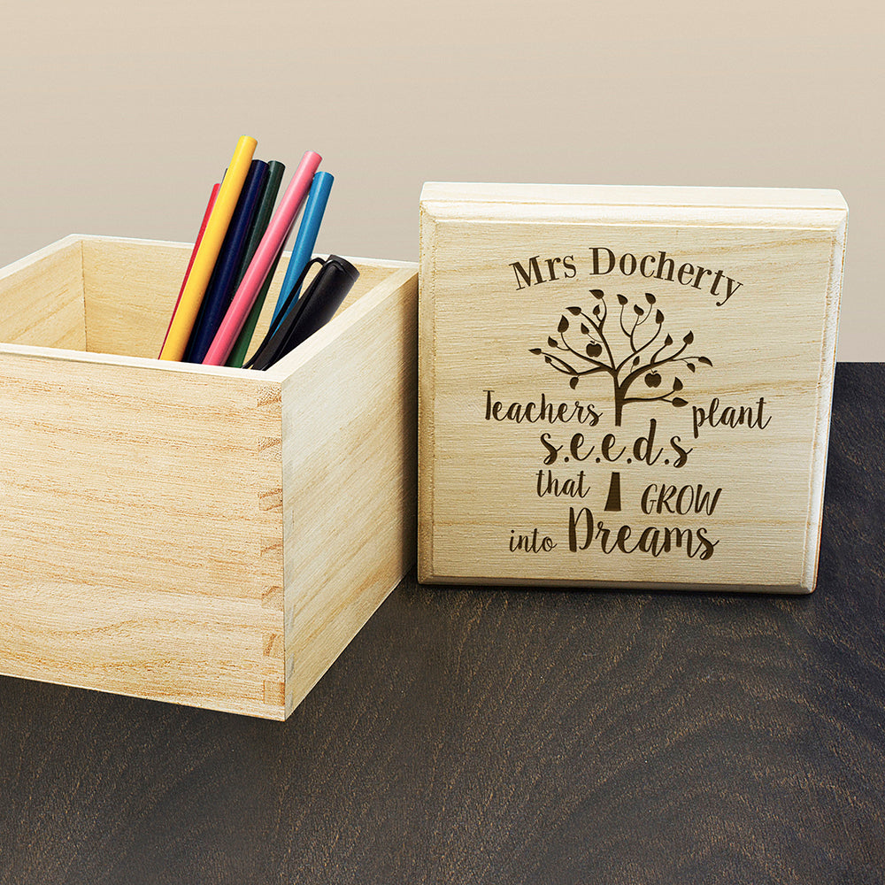Personalised Teachers Plant Seeds... Cube Box - treat-republic