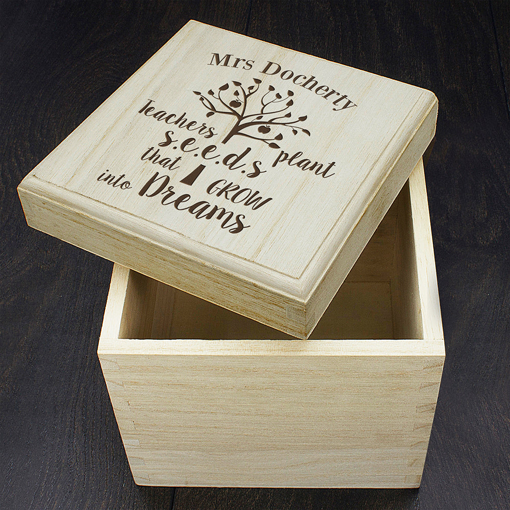 Personalised Teachers Plant Seeds... Cube Box - treat-republic