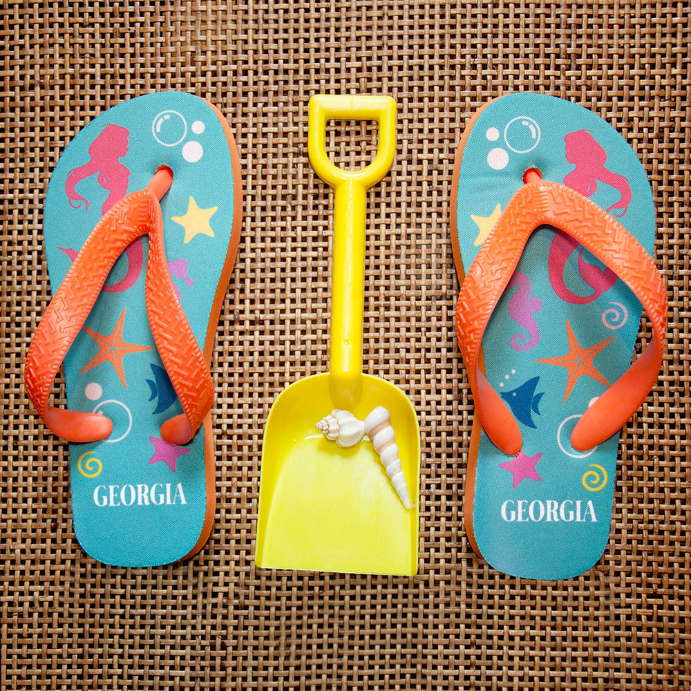 Under The Sea, Mermaid Child's Personalised Flip Flops - treat-republic