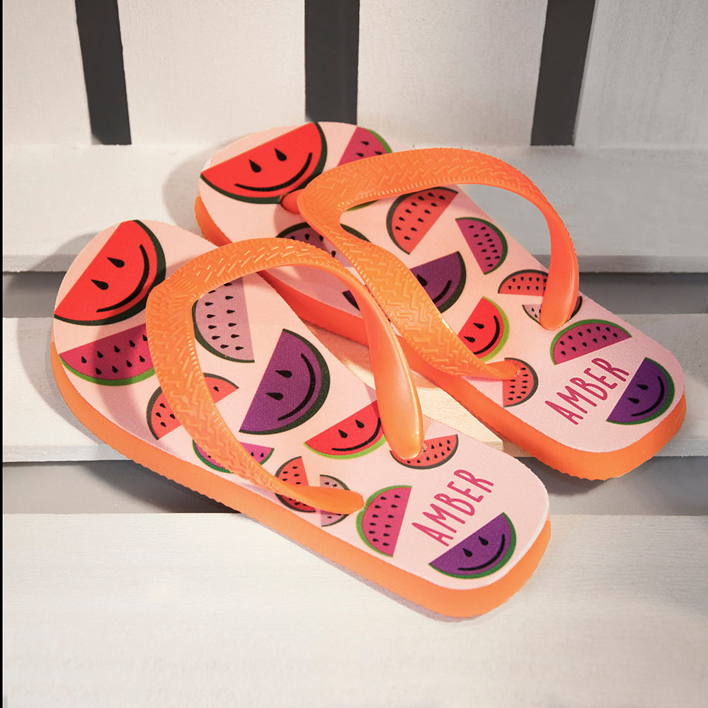 Wild Watermelon Child's Personalised Flip Flops - treat-republic