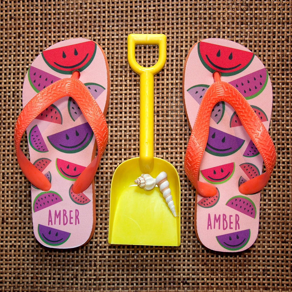 Wild Watermelon Child's Personalised Flip Flops - treat-republic