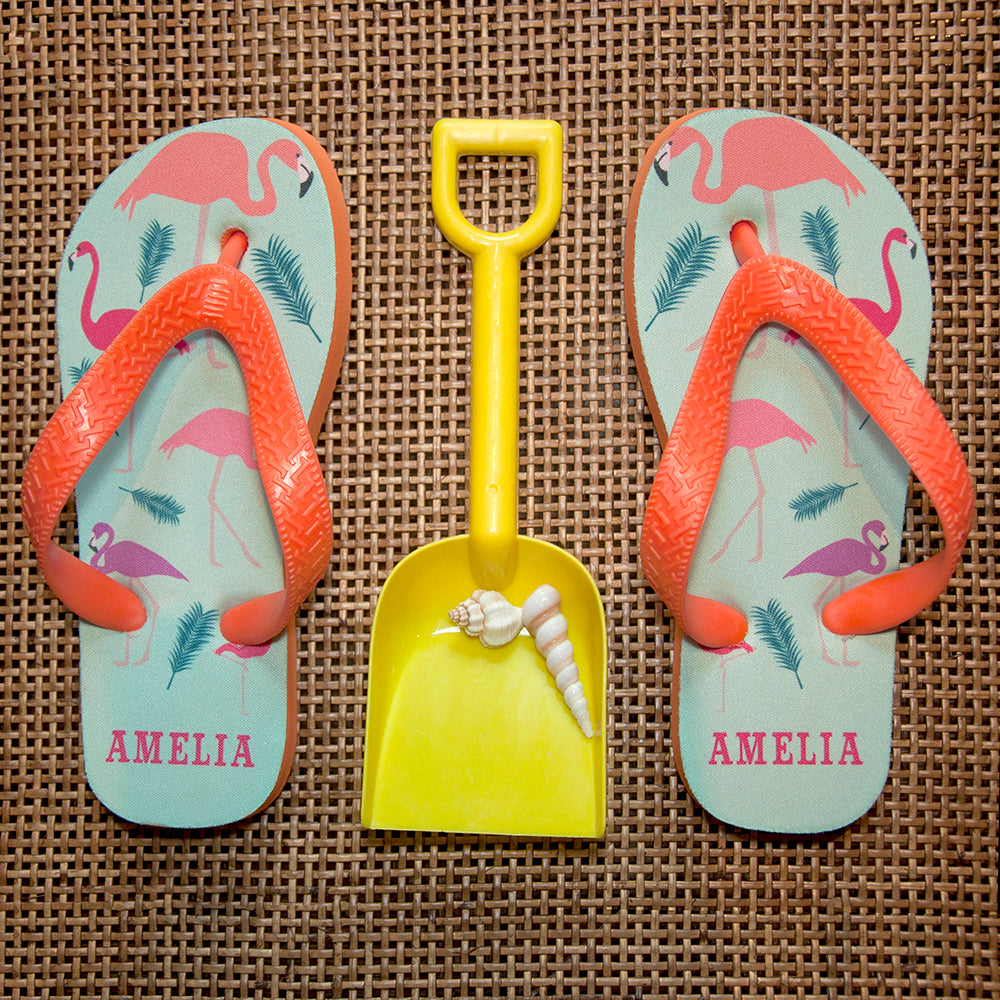 Fabulous Flamingos Child's Personalised Flop Flops - treat-republic