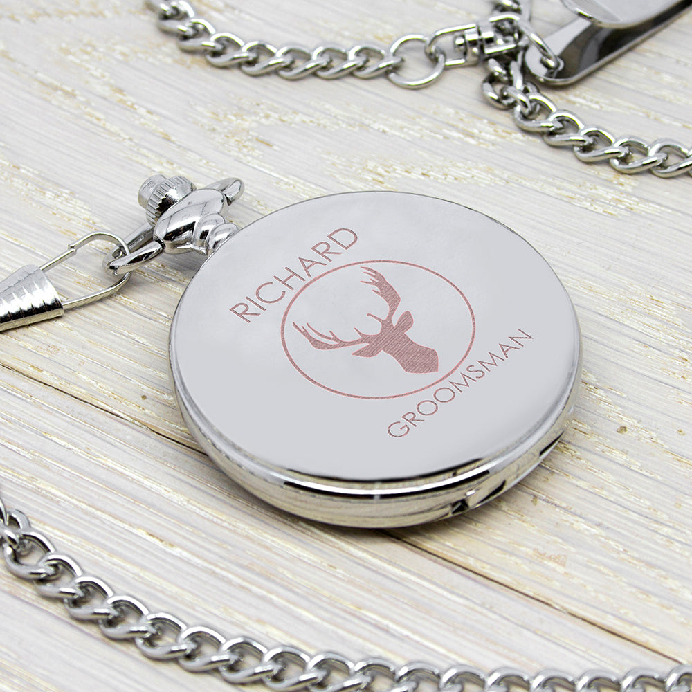 Personalised Groomsman Stag Pocket Watch - treat-republic