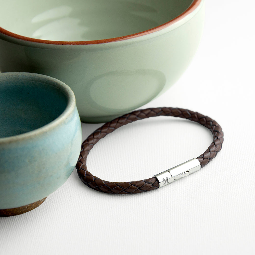 Personalised Men's Capsule Tube Woven Bracelet In Cedar Brown - treat-republic