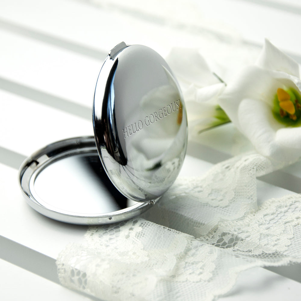 Personalised Silver Plated Lucky Sixpence Compact Mirror - treat-republic