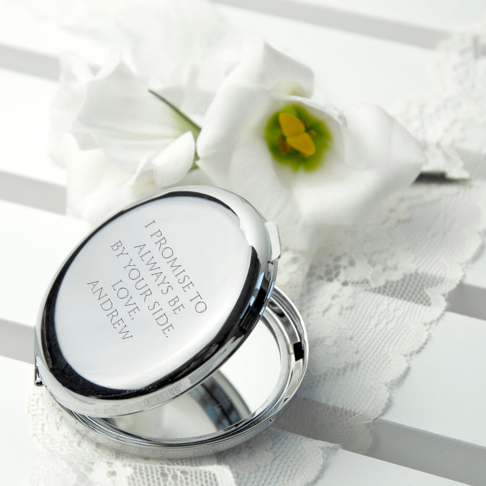 Personalised Silver Plated Lucky Sixpence Compact Mirror - treat-republic