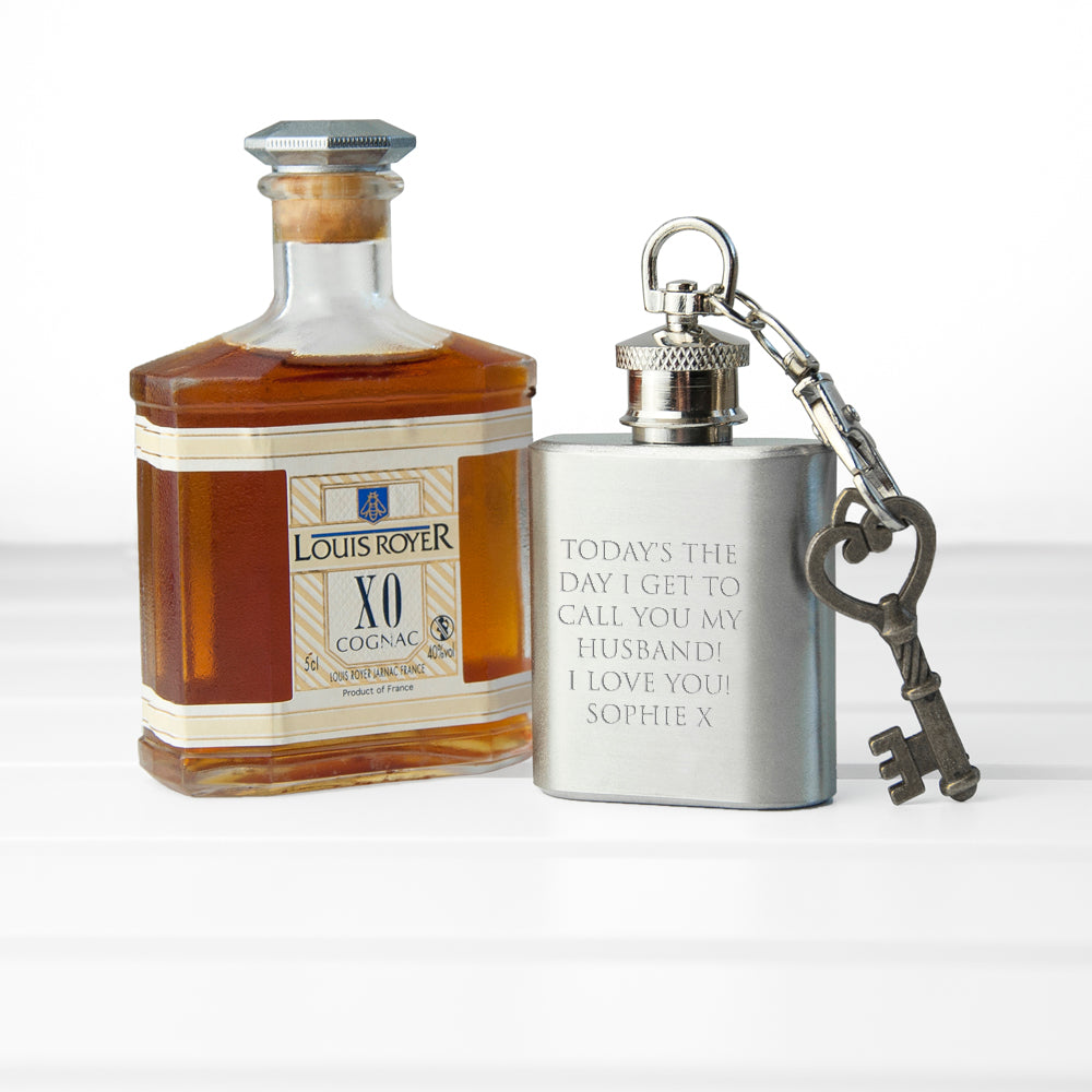 Personalised Silver Plated Lucky Sixpence Mini Hip Flask - treat-republic