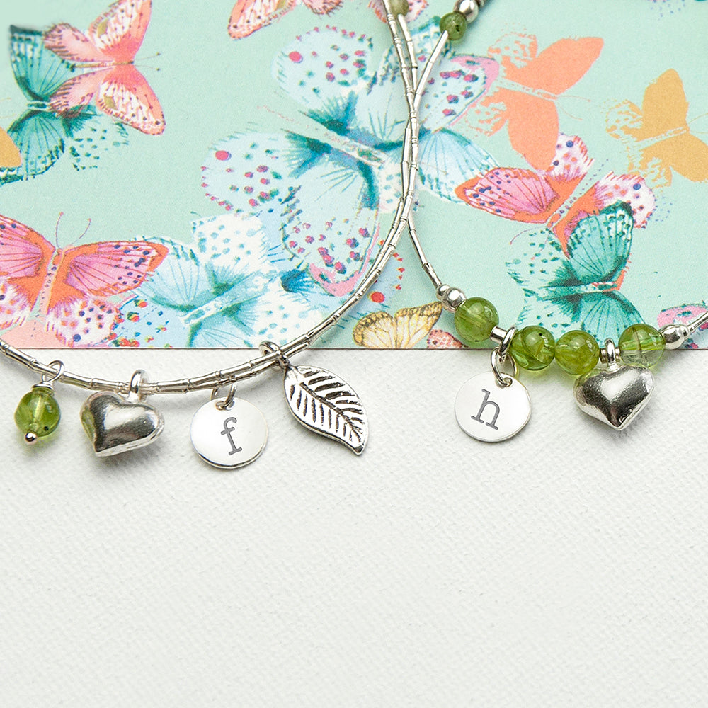 Mother & Daughter Personalised Bracelet With Peridot Stones - treat-republic