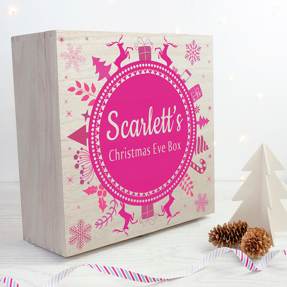 Personalised Christmas Eve Box With Snowflake Wreath - treat-republic