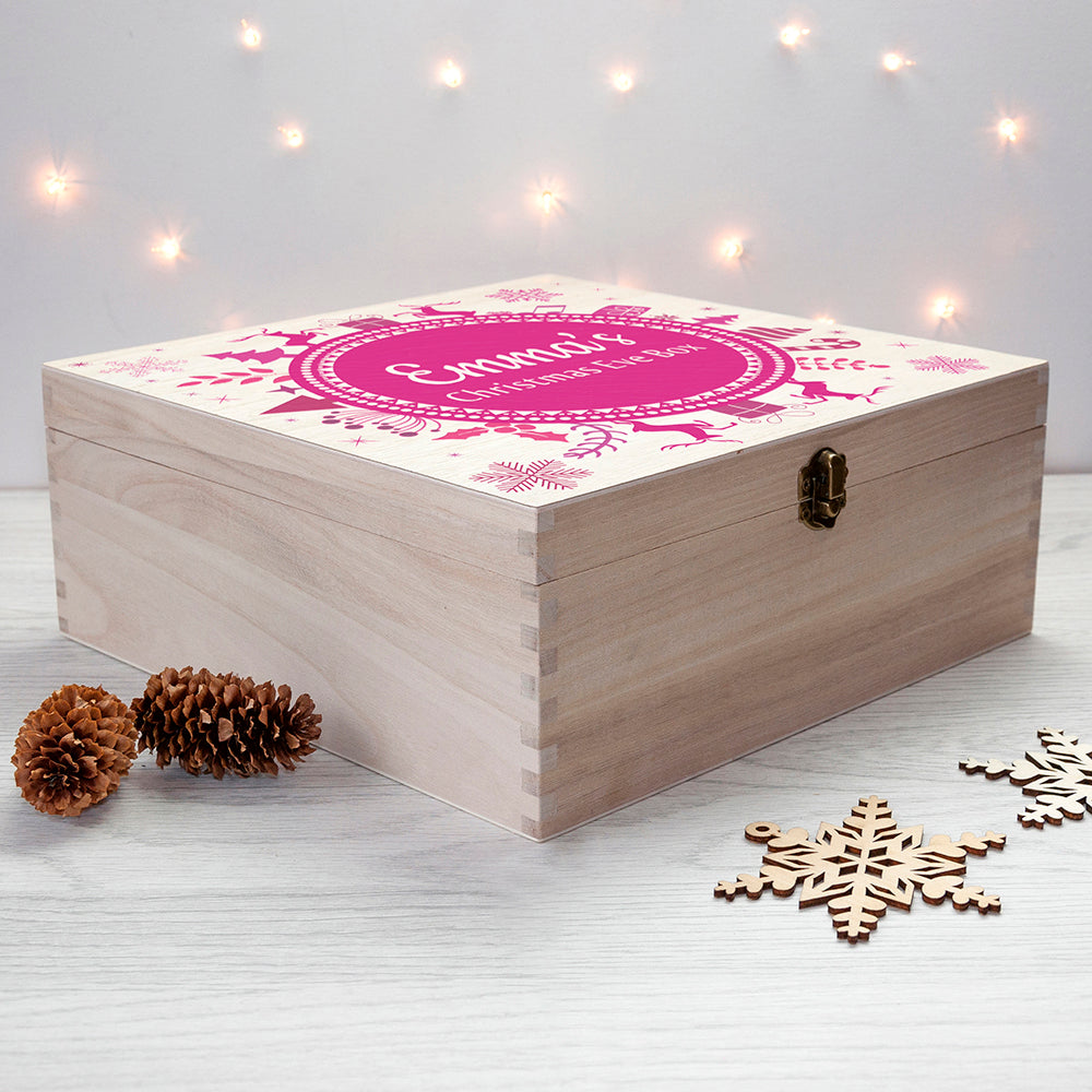 Personalised Christmas Eve Box With Snowflake Wreath - treat-republic