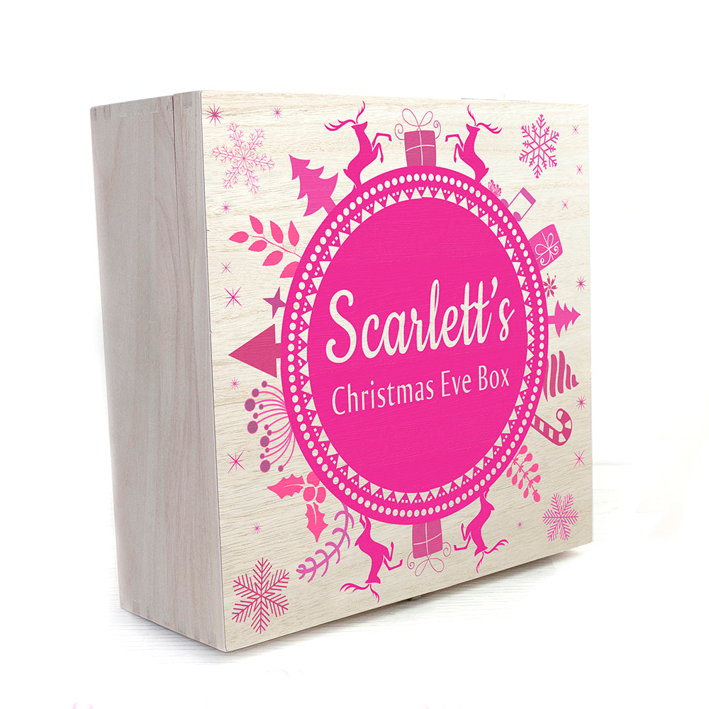 Personalised Christmas Eve Box With Snowflake Wreath - treat-republic