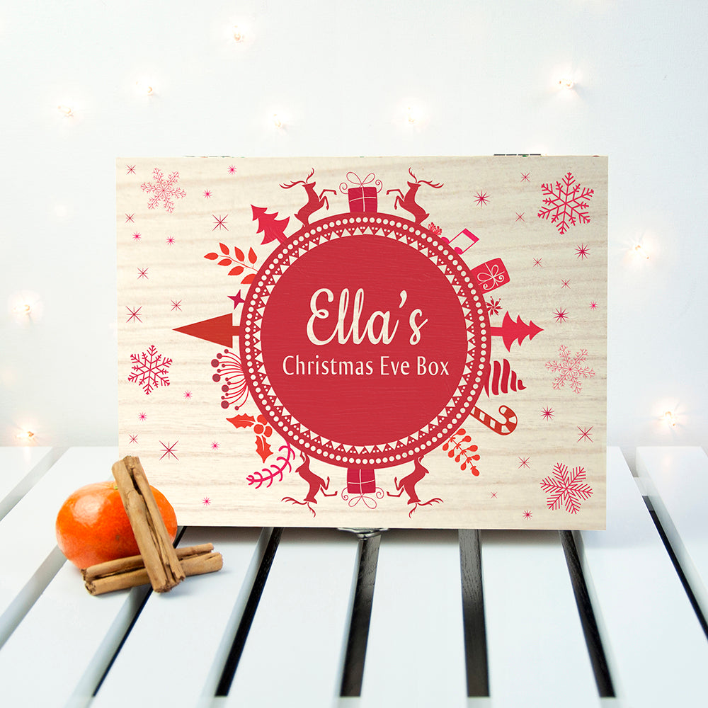 Personalised Christmas Eve Box With Snowflake Wreath - treat-republic