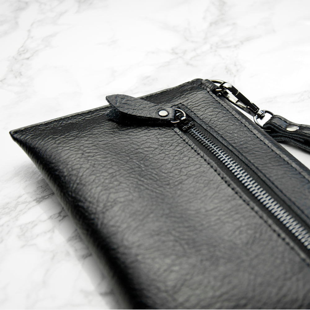 Personalised Black Leather Clutch Bag - treat-republic