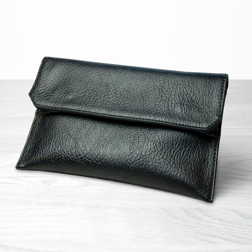 Personalised Black Leather Clutch Bag - treat-republic