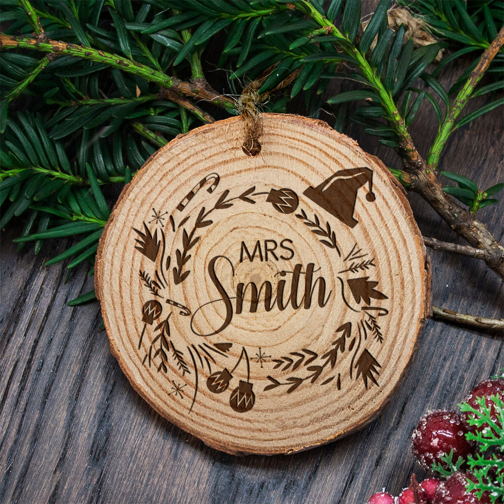 Personalised Engraved Set of Two Couple's Christmas Tree Decoration - treat-republic