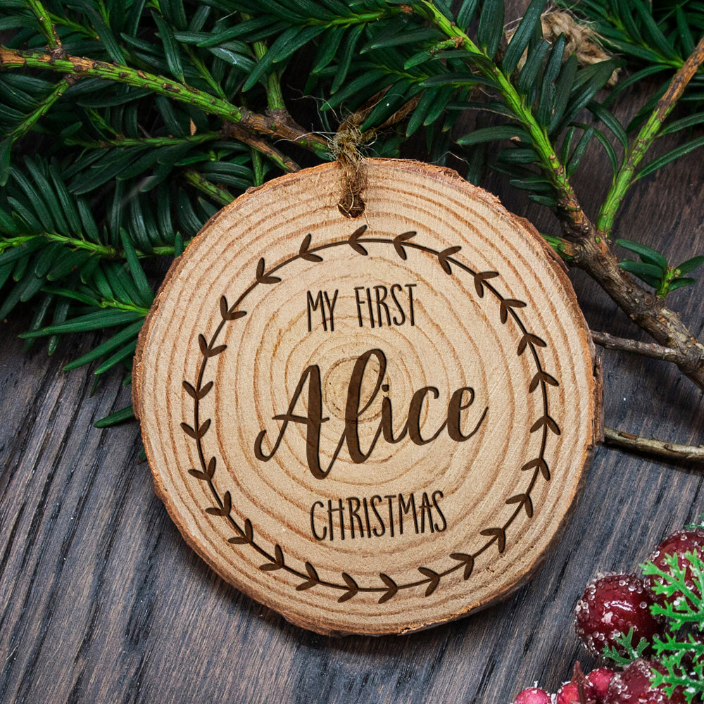 Personalised Engraved Baby's First Christmas Tree Decoration - treat-republic