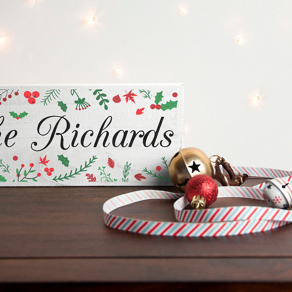 Personalised Holly Festive Christmas Mantle Decoration - treat-republic