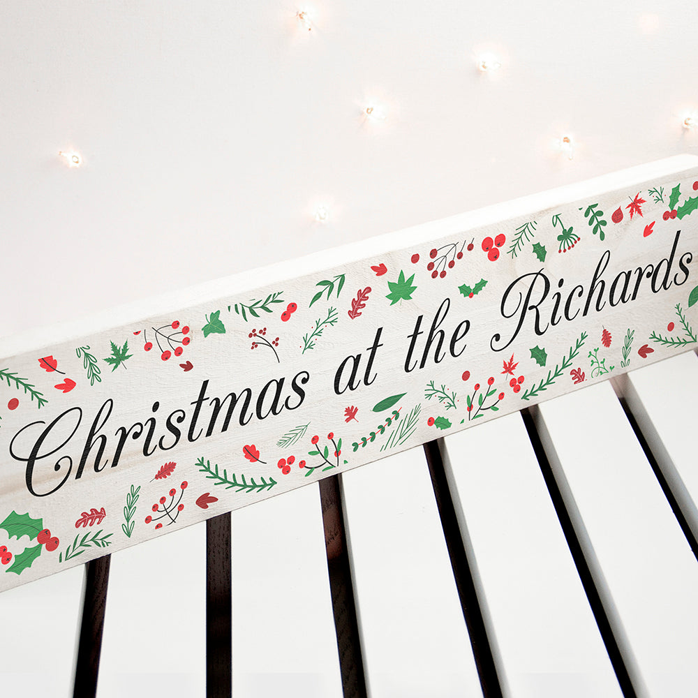 Personalised Holly Festive Christmas Mantle Decoration - treat-republic