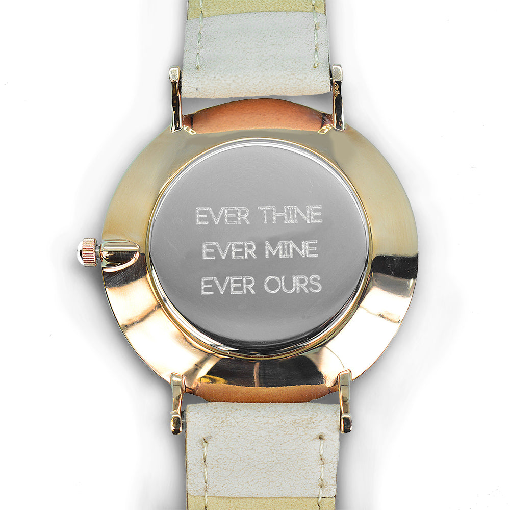 Elie Beaumont Ladies Personalised Leather Watch in Stone - treat-republic