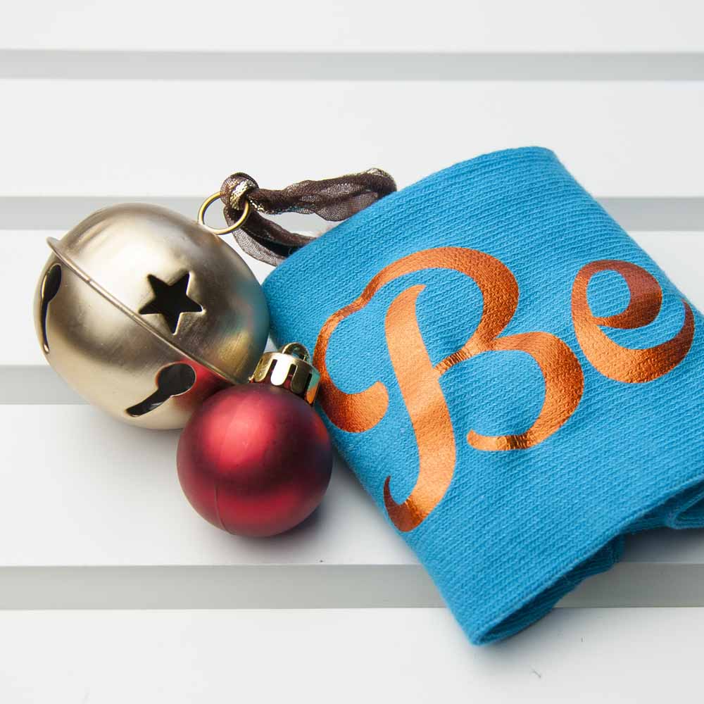 Personalised Turquoise & Terracotta Orange Christmas Day Socks - treat-republic