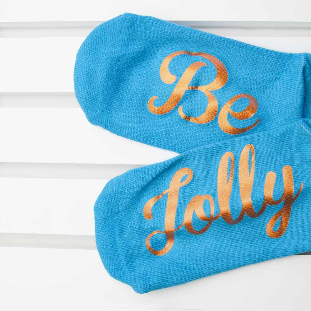 Personalised Turquoise & Terracotta Orange Christmas Day Socks - treat-republic