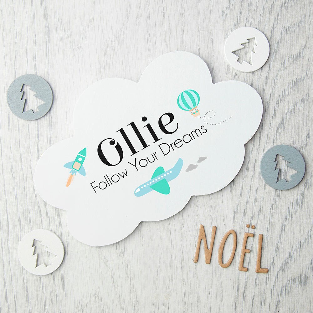 Personalised Follow Your Dreams Cloud Wall Hanging - treat-republic