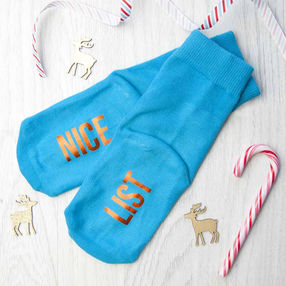 Personalised Kids Turquoise & Terracotta Orange Christmas Day Socks - treat-republic